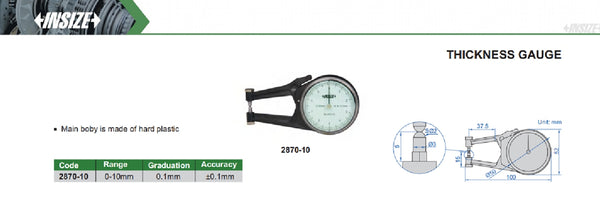 Thickness Gauges | Insize 2870-10 | 0-10mm