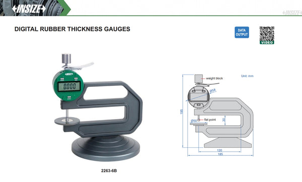 Thickness Gauges | Insize 2263 Series | Range 0-10mm/0-0.4" | Resolution 0.01mm/0.0005" or 0.001mm/0.00005" |