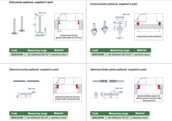 Large Range Digital Internal Measuring Gauges | Insize 2933-331 | Range 48-330mm/1.89-13" | Resolution 0.001mm/0.0005"