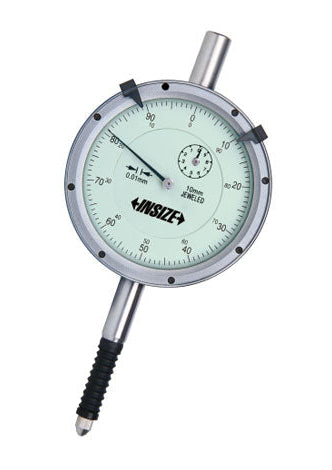 IP54 Dust/Waterproof Dial Indicators | Insize 2324 Series | Range 10mm | Resolution 0.01mm | Dial Reading 0-100 | Bezel diameter 61.5mm | Flat Back/Lug Back
