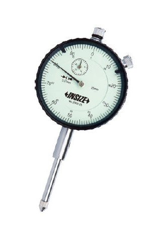Long Stroke Dial Indicator | Insize 2302 Series | Range 25mm | Resolution 0.01mm | Dial Reading 0-100 | Bezel Diameter 56mm | Flat Back/Lug Back