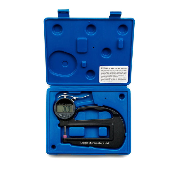 Cyfrowe mierniki grubości 0,01 mm (0–12,7 mm i 0–25 mm)
