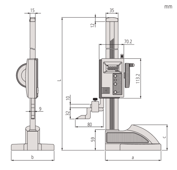 MITUTOYO Cyfrowy wysokościomierz ABS SPC Wyjście danych 0-300mm (0-12″)