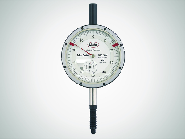 Mahr MarCator 810 SW IP54 Dial Indicator - Range: 10mm ; Graduation: 0.01mm ; DIN 878 ; IP54 ; Shockproof