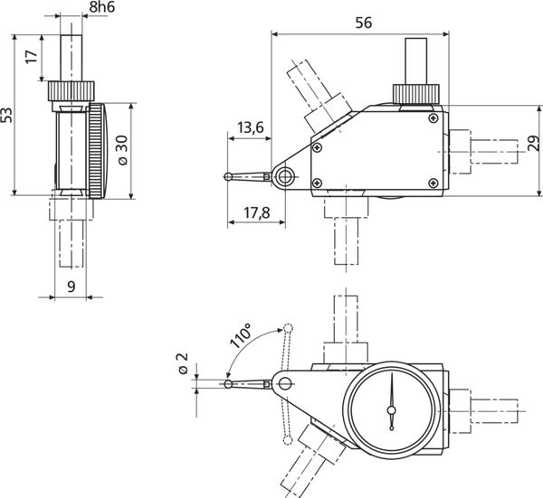 Mahr MarTest 800 H Dial Test Indicator | Range ± 0.4 mm | Graduation 0.01mm | DIN 2270